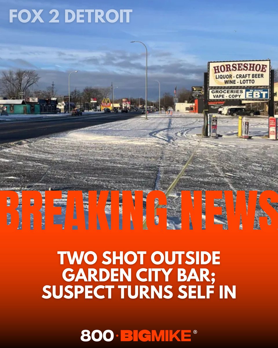 Two people were shot in the parking lot of a Garden City bar, police said. The suspect later surrendered to authorities, and investigators continue to look into what led up to the shooting.

800BIGMIKE.COM | 800-BIGMIKE®
Source: Fox 2 Detroit

#fox2detroit #800bigmike