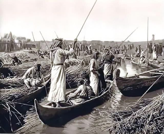 صورة توثيقية رائعة
لقطة من اهوار الجنوب العراقي عام 1925م.
#baghdad_salam 
#iraqesque
