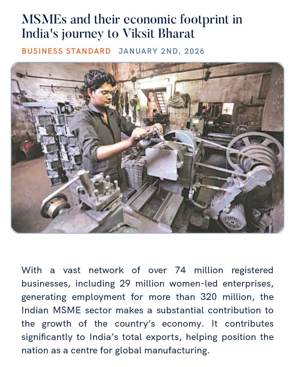 PMOIndia's tweet photo. MSMEs and their economic footprint in India's journey to Viksit Bharat
https://t.co/pZ3WGxbGR3 

via NaMo App https://t.co/h28Fa6rAXA