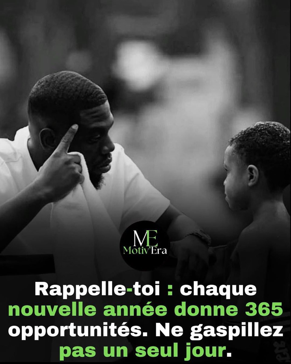 Chaque nouvelle année offre 365 opportunités.
365 occasions de faire mieux qu’hier.
365 chances de corriger, d’oser, d’apprendre et de grandir.

Le #temps est une #richesse #silencieuse :
il ne se rattrape pas, il s’utilise.

Ne remets pas ta vie à plus tard.
Ne gaspille pas