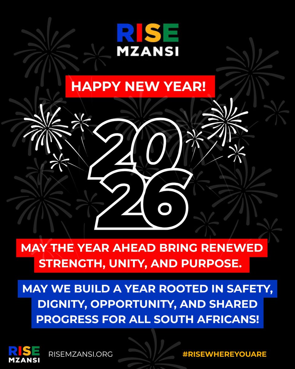 RISEGauteng's tweet image. May 2026 be a year of care, courage and choices that repair our society. 

#happynewyear #2026
