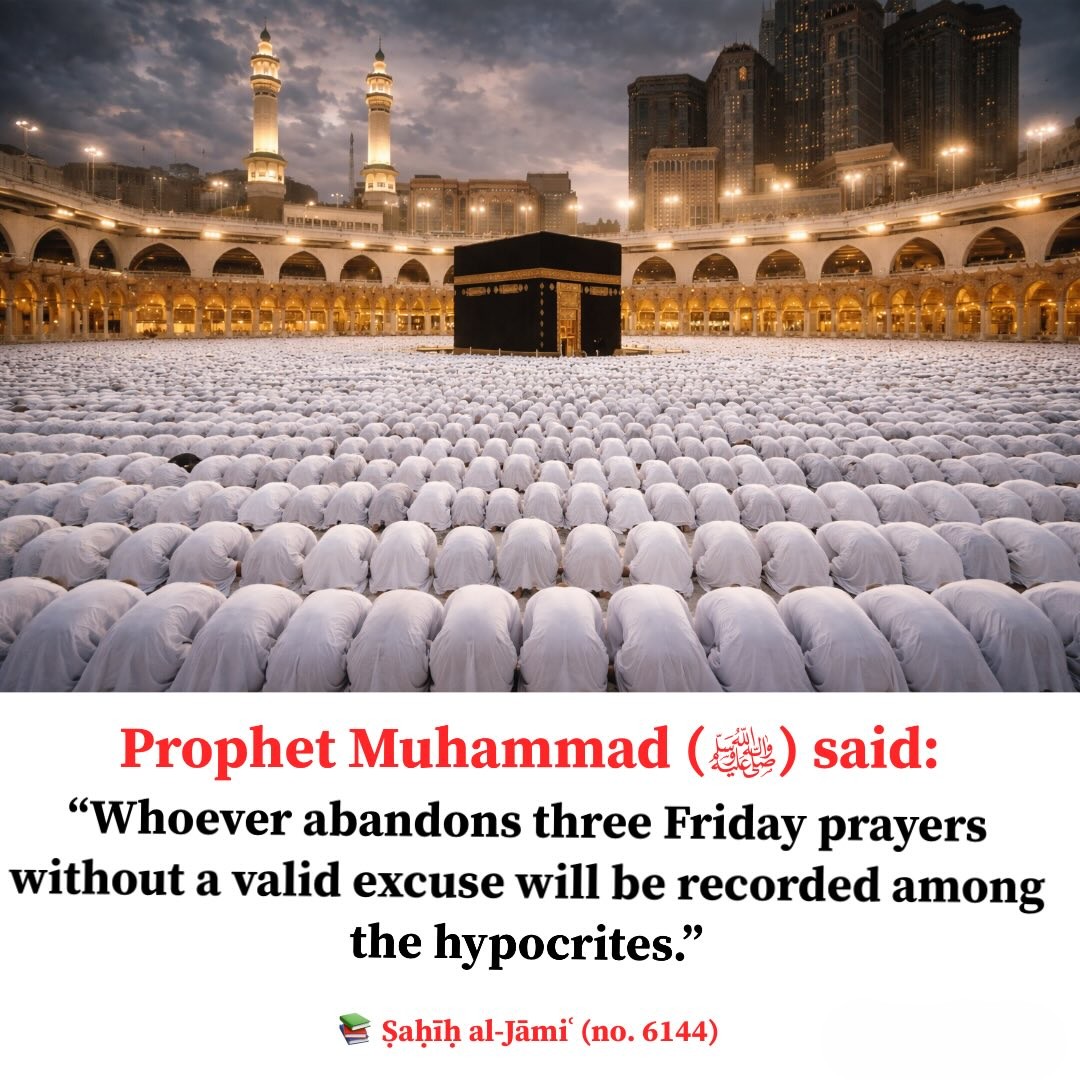 MWFaithOfficial's tweet image. Prophet ﷺ Said: Missing 3 Jumu'ahs Without Valid Excuse = Recorded as Hypocrite 
#JummahMubarak #DailyHadith #FridayReminder