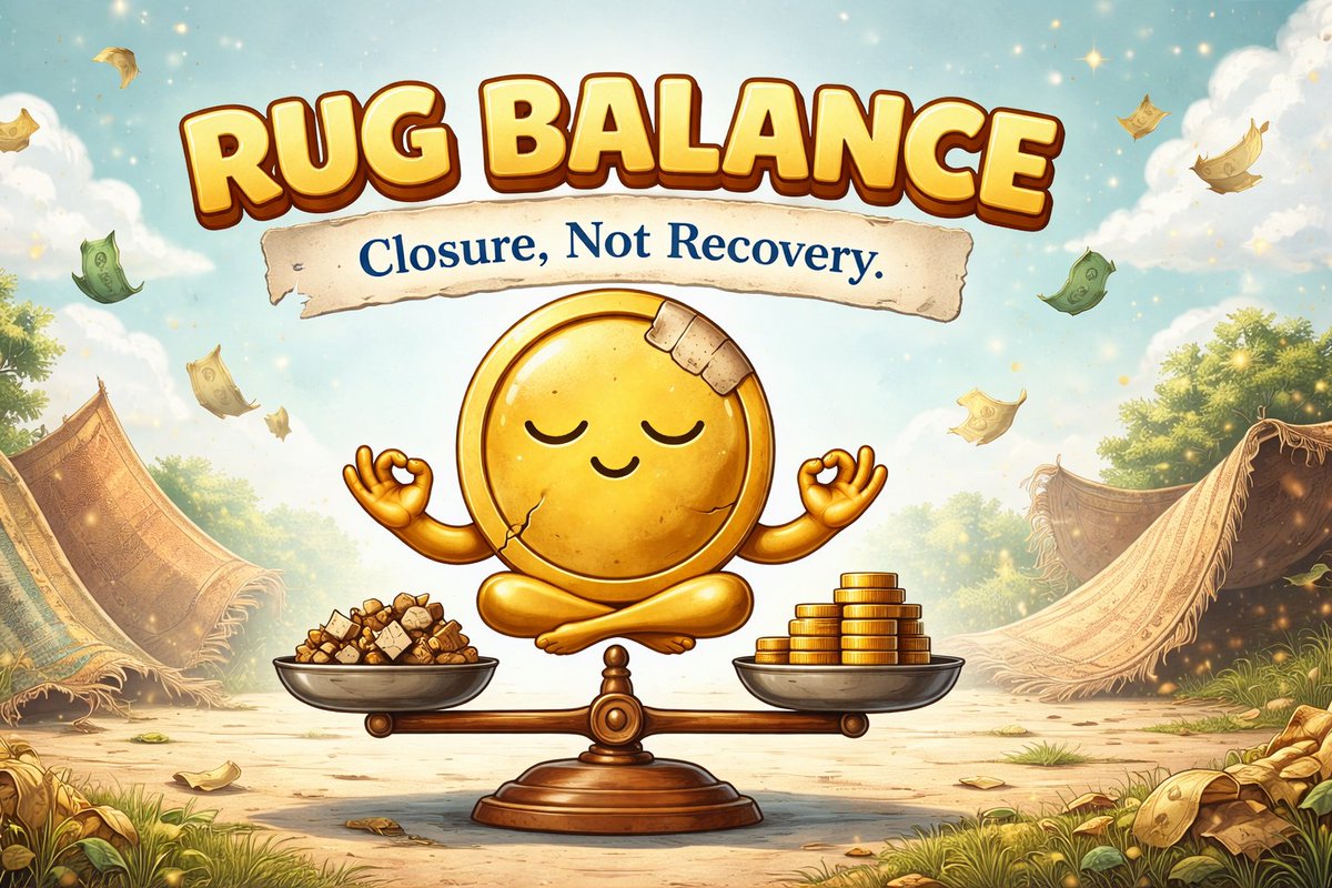 Rug_Balance_Sol's tweet photo. Got rugged? Same. 🫠
Welcome to Rug Balance ($RB) — a meme for survivors.
Burn dead rugs, reclaim rent if any, and earn Rug Badges.
$RB = closure, not recovery.
#RugBalance #MemeTherapy #Solana https://t.co/P4TBjA7pXJ