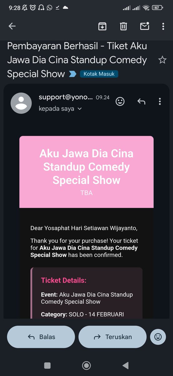 Pembelian impulsif pertamaku di 2026: "Aku Jawa Dia Cina" Standup Comedy Special Show by Yono Bakrie.
Mana acaranya pas Valentine's Day lagi 😄