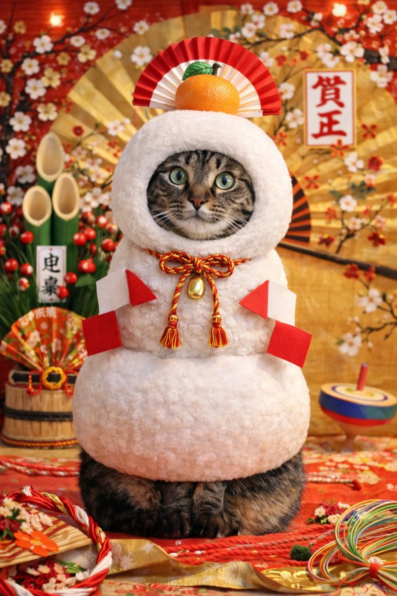 今日は鏡餅になりました あったかそうね🤣🤣🤣