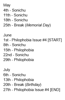 #sonichu
#AgeofAnimalism
#AgeofAnimalism

HAPPY 2026!

This year, I decided I want to be more consistent with the comics.  So I have something very important to announce:

-COMIC UPLOADS EVERY MONDAY- (except for holidays)

Below is the schedule for the next 7 months!