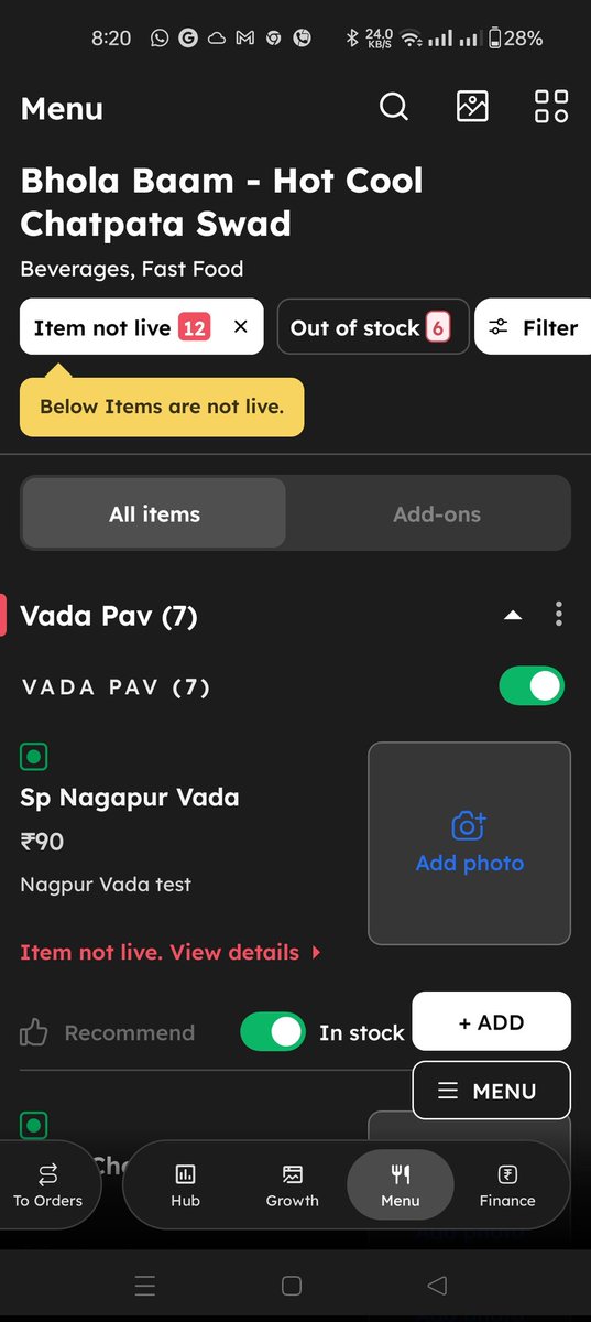 theHsinh's tweet photo. @zomatocare @zomato 
I updated the menu on my account, but it hasn't been updated yet. I've been contacting everyone, but no one is helping. There are 12 pending items https://t.co/gltXM70kQ2