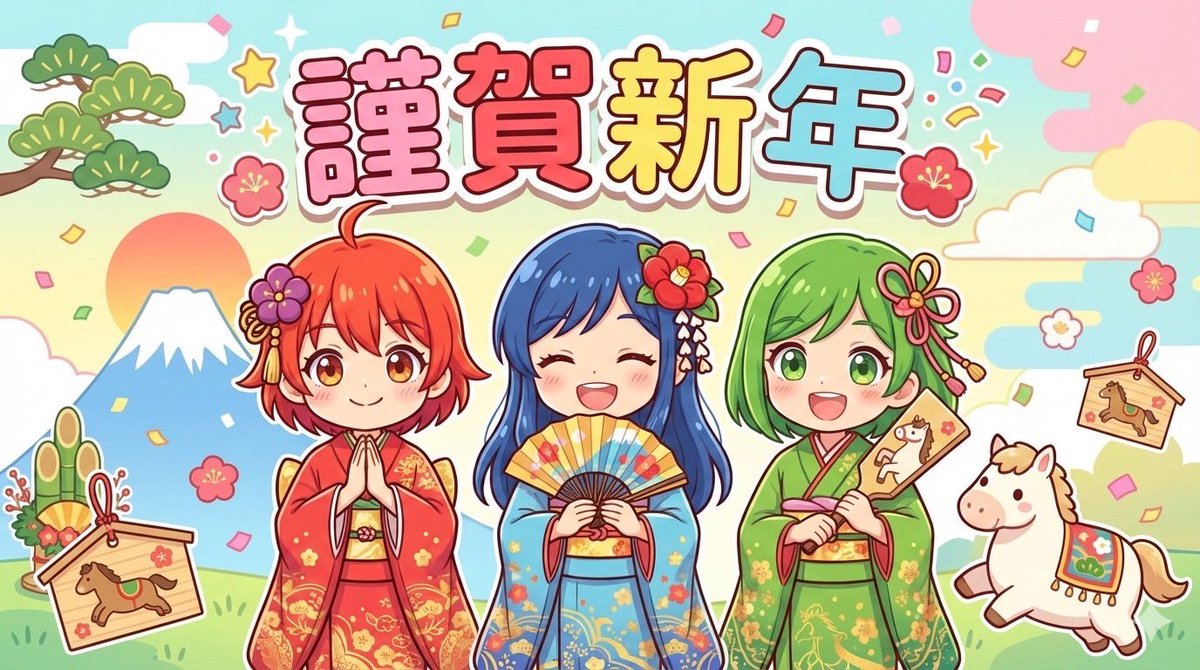 Shuwapuni's tweet photo. あけましておめでとうございます🎍
昨年はたくさんの応援とご支援を本当にありがとうございました🌈
2026年も新しい挑戦とワクワクをお届けしていきますので、今年も軽やかに楽しく進める一年にしていきましょう！🎠
本年もどうぞよろしくお願いいたします🩷💚🩵
#しゅわぷにっ！ #ScentJapanDAO https://t.co/eQj5dneCgo