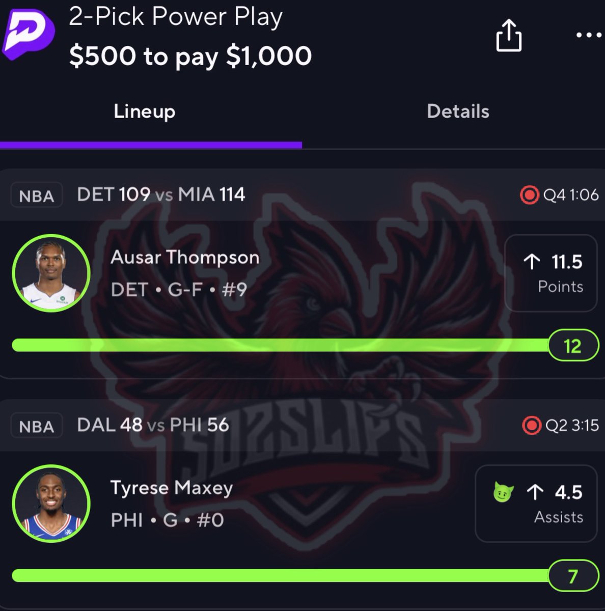 502_Slips's tweet image. BLESSING SOMEONE $50 TONIGHT ⬇️ 

💚 THIS TWEET &amp;amp; RT ♻️ TO ENTER 🚀 

CASH THE $1,000 PLAY INSIDE PREMIUM ✅

75% OFF YEARLY PASS USE CODE "TENNIS" ⬇️
winible.com/502slips

#PrizePicks | #GamblingX | #NBA