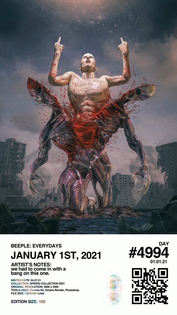 beeple's tweet image. 5 YEARS AGO...  feeling that same energy today like we're about to go fucking get it. 😤