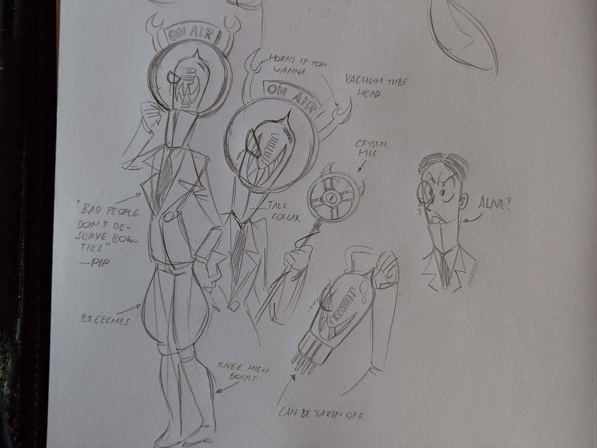 RedstonerDaku's tweet photo. A redesign I made up for #Alastor from #HazbinHotel when I was bored. I decided to make him lean further into the radio theme and made his head a vacuum tube. Also made him more of an evil authority figure, I'm sure you can figure out the base motives. https://t.co/CW68QkDBJj