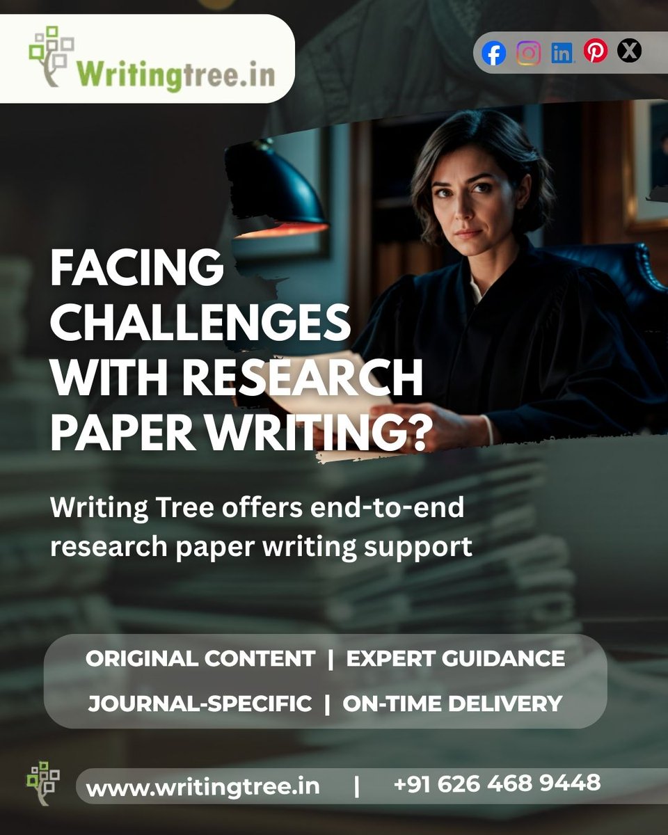WritingTree1's tweet image. 𝗙𝗮𝗰𝗶𝗻𝗴 𝗰𝗵𝗮𝗹𝗹𝗲𝗻𝗴𝗲𝘀 𝘄𝗶𝘁𝗵 𝗿𝗲𝘀𝗲𝗮𝗿𝗰𝗵 𝗽𝗮𝗽𝗲𝗿 𝘄𝗿𝗶𝘁𝗶𝗻𝗴?

𝗖𝗼𝗻𝘁𝗮𝗰𝘁 𝗡𝗼𝘄!
writingtree.in/research-paper…
wa.me/+916264689448

#WritingTree #Researchpaperwriting #researchpaperhelp #PhDResearch #ResearchWriting #ResearchPublication #thesisproject