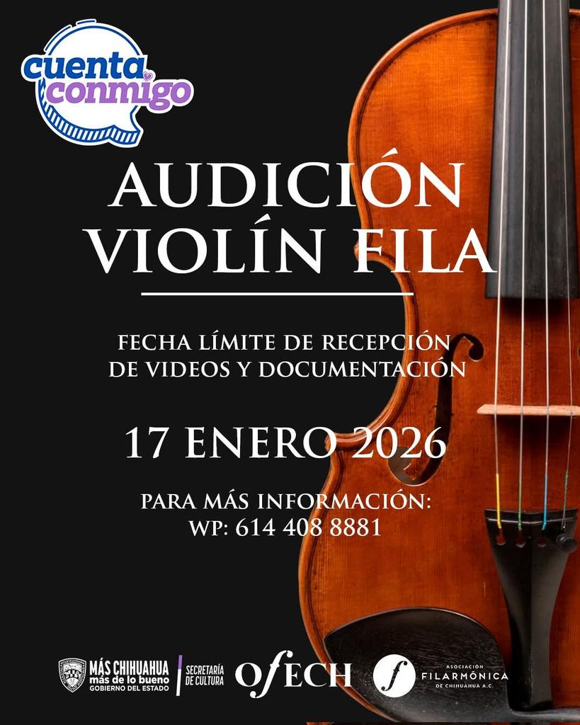 cultura_chihmx's tweet photo. ¡Forma parte de la Orquesta Filarmónica del Estado de Chihuahua!
Revisa todos los detalles de la convocatoria en ⬇️
https://t.co/CTfhBUDnLK
Fecha límite: 17 de Enero 2026
#CulturaTodoElAño https://t.co/MYatoYsbES