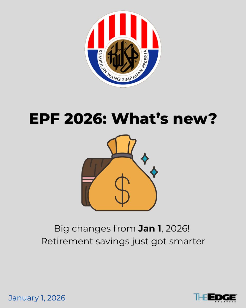 theedgemalaysia's tweet photo. Big EPF upgrades in 2026.

From stronger retirement targets, higher haj withdrawals to incentives for e-hailing drivers.

Prepared by Presenna Nambiar; Graphics by Mohd Yusry | The Edge Malaysia https://t.co/bsPiX6gLb4