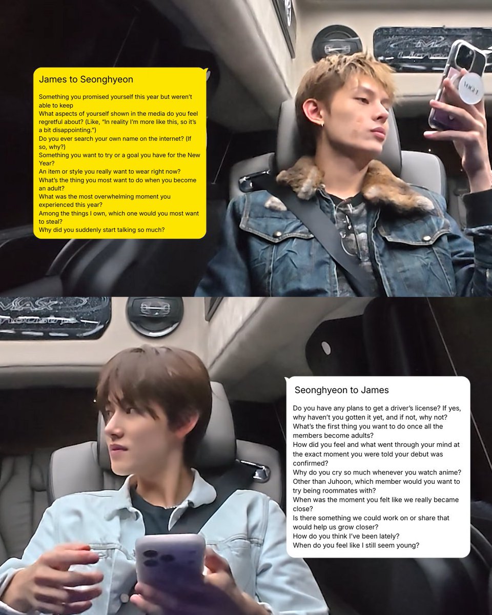 personal questions by jamseongz to each other

#제임스 #성현 #코르티스