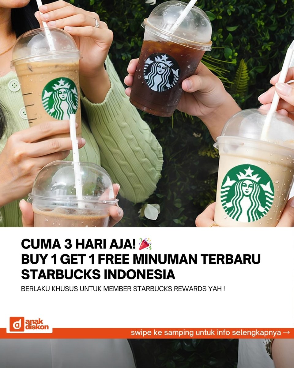 katalogpromosi's tweet image. 🎉 New year, new beverages
Starbucks kasih early access buat member 
untuk minuman Seasonal Terbaru dengan Buy 1 Get 1 Tall

Yuk cari tahu detailnya dan kode promonya di sini 👉 katalogpromosi.com/promo-starbuck…
#StarbucksIndonesia #StarbucksRewards #BOGO