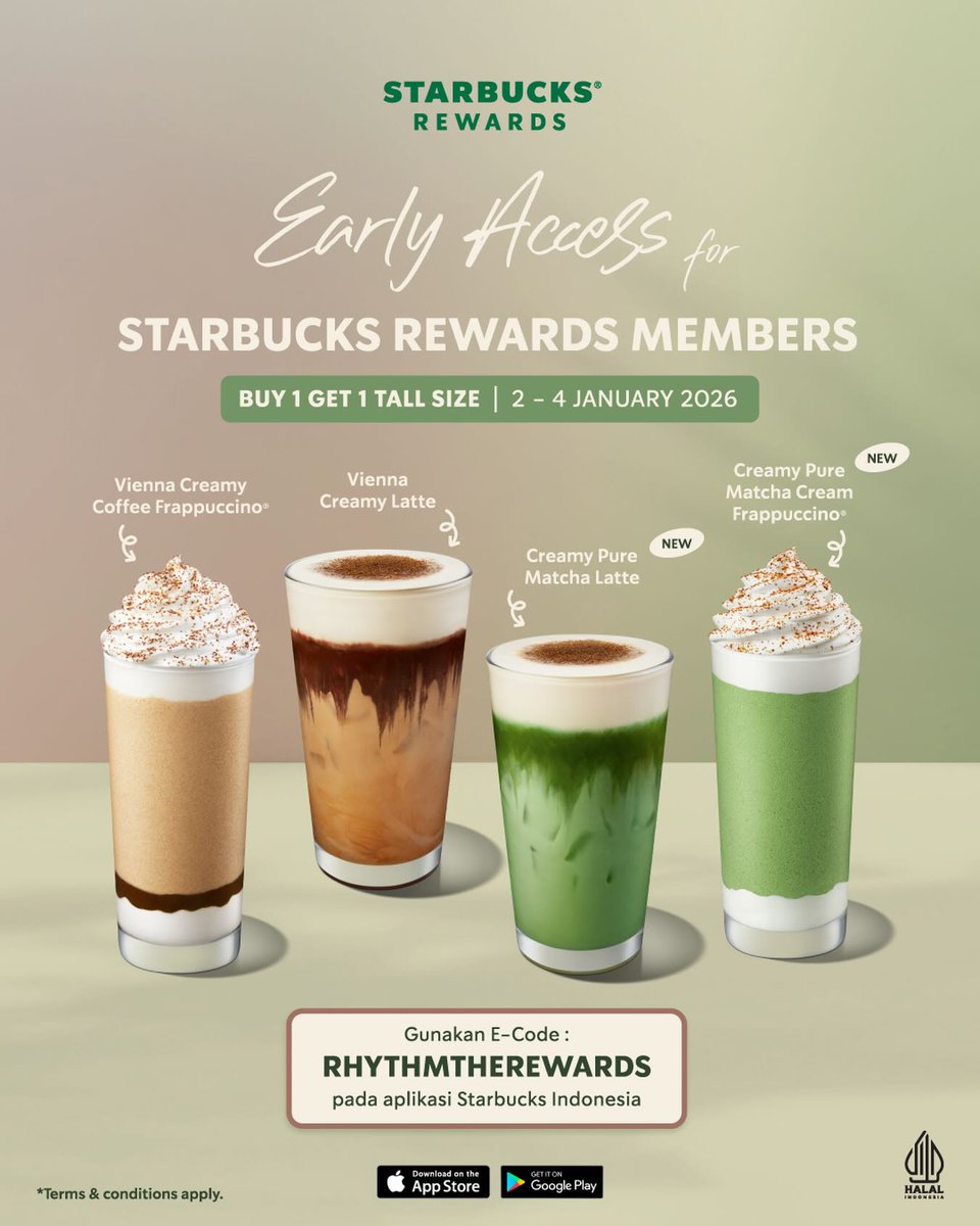 katalogpromosi's tweet image. 🎉 New year, new beverages
Starbucks kasih early access buat member 
untuk minuman Seasonal Terbaru dengan Buy 1 Get 1 Tall

Yuk cari tahu detailnya dan kode promonya di sini 👉 katalogpromosi.com/promo-starbuck…
#StarbucksIndonesia #StarbucksRewards #BOGO