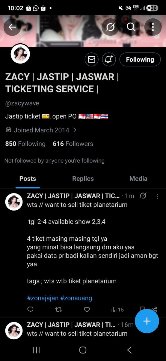 loeyyyyy__27's tweet photo. AKUN SCAM GAIS HATI" YG MAU BELI DISINI 
#ScamAlert #penipu #planetarium #tiketkonser https://t.co/4ULeZCFR7I