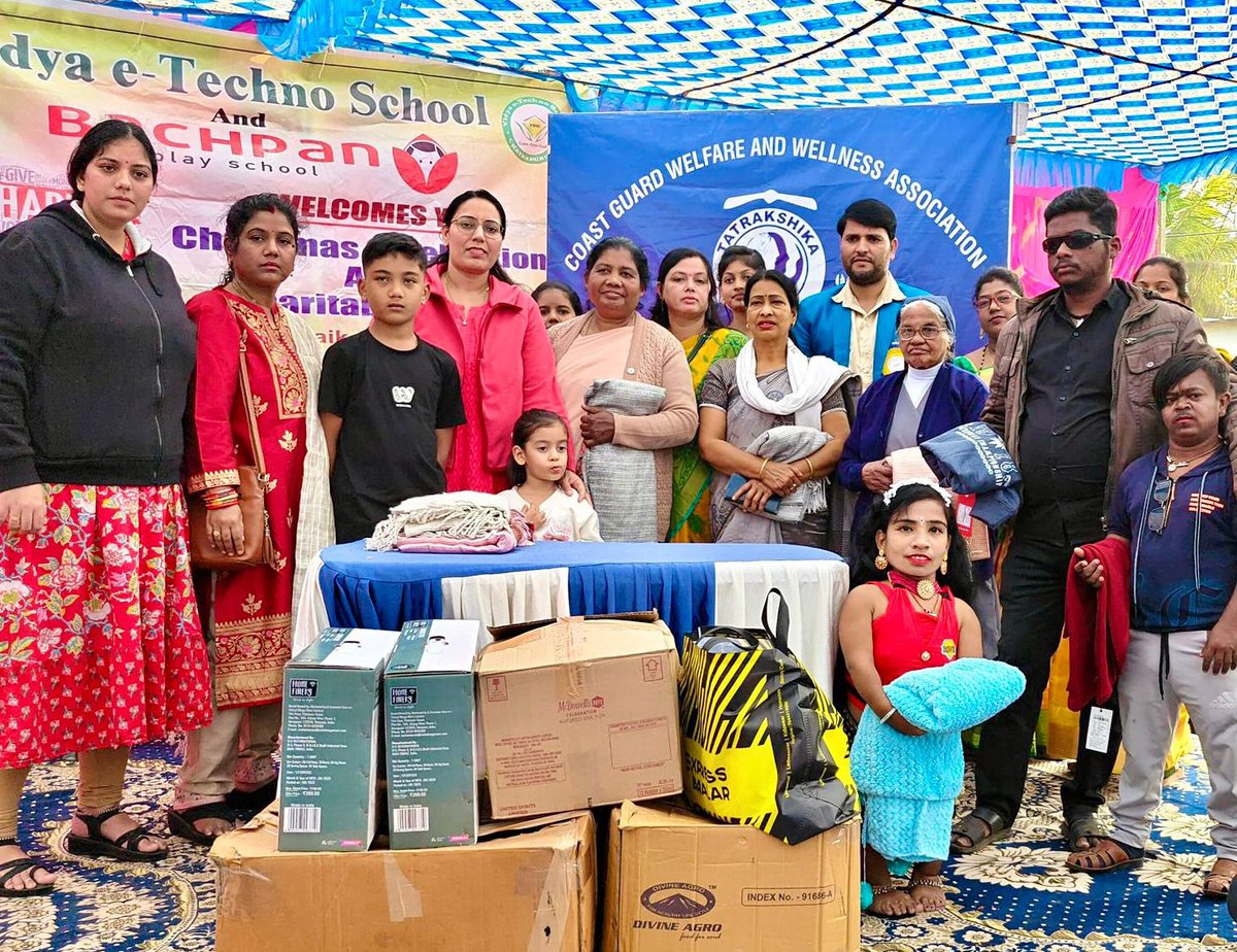 CGWWA_ICG's tweet image. On 23 Dec 2025, #CGWWA #Gopalpur #SNEHA conducted an outreach activity during a charity event by Vidya e-Techno School &amp;amp; Bachpan School. Provisions, clothes and essential items were donated to beneficiaries, reinforcing commitment to community support.
@IndiaCoastGuard