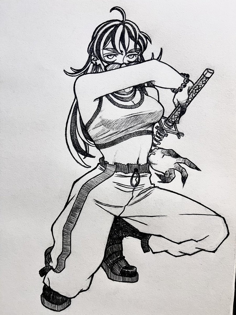 Some crispy fun for tonight, enjoyed drawing the beginning of her spine blade. Enjoy! #wip #oc #drawing