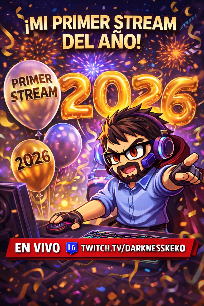 Darknesskeko's tweet photo. 🎉 Mi primer stream del 2026 | Arrancamos no con todo pero con lo que se puede 🔥
#PrimerStream #2026 #EnVivo  #gamingpc  #Darknesskeko
👉 https://t.co/es54J1yX8V https://t.co/F69x5OXLHz