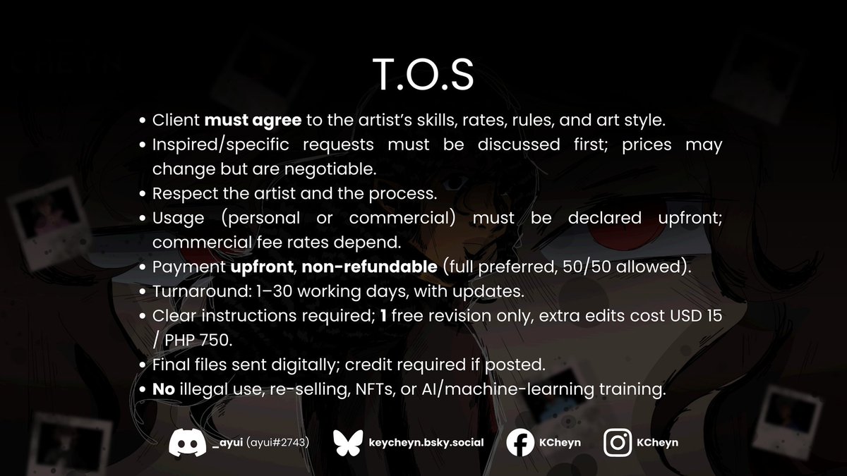 _KeyCheyn_'s tweet image. Taking my shot here. For those who are interested, kindly send me a DM on my Bluesky, @/keycheyn.bsky.social

Comms OPEN

Hello! I'm now offering my current main styles. You can see my other rates, info, details, and portfolio on: sites.google.com/view/shane-mag…