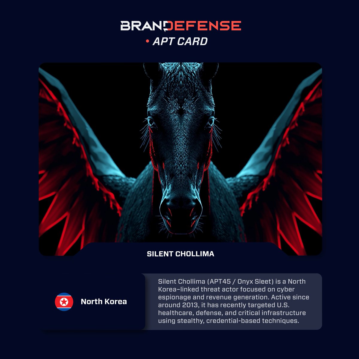 Silent Chollima (APT45 / Onyx Sleet) is a North Korea–linked APT blending cyber espionage with financial crime.

Healthcare, defense &amp; crypto remain top targets.

Know how they operate ⬇️
eu1.hubs.ly/H0qFB3s0

#APT45 #ThreatIntel #CyberEspionage #NorthKorea #CISO