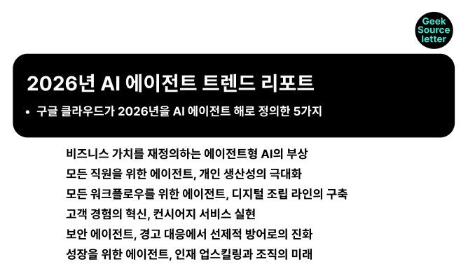 구글 클라우드가 발표한 2026년 AI 에이전트 트렌드 리포트를 번역, 정리해 봤어요. 올해 AI 에이전트로 어떤 변화들이 일어날까요?
저는 상당히 많은 부분에서 고개를 끄덕였습니다.

뉴스레터 전문보기, maily.so/kkumaeunsonyeo…