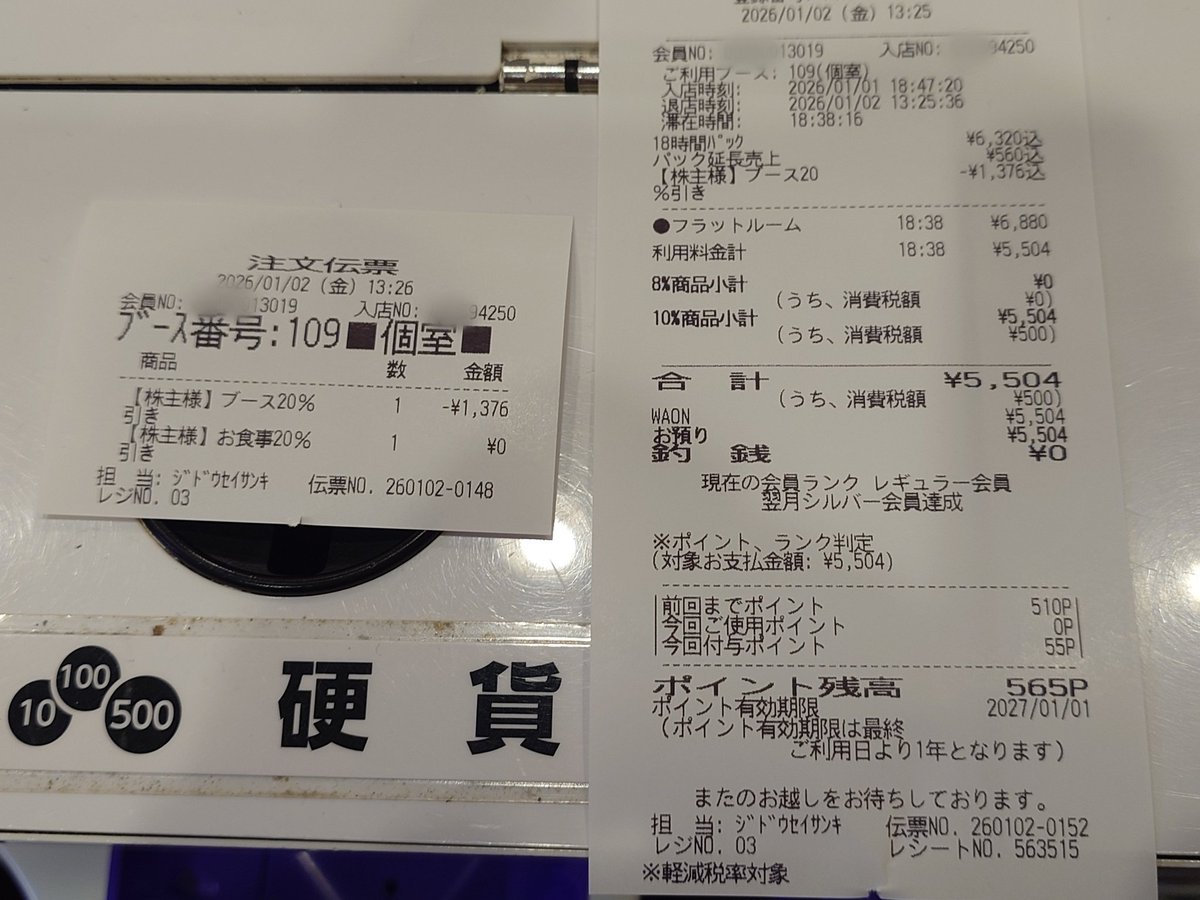 ちゃんと株主優待の2割引が使えた！良かった☺️✨