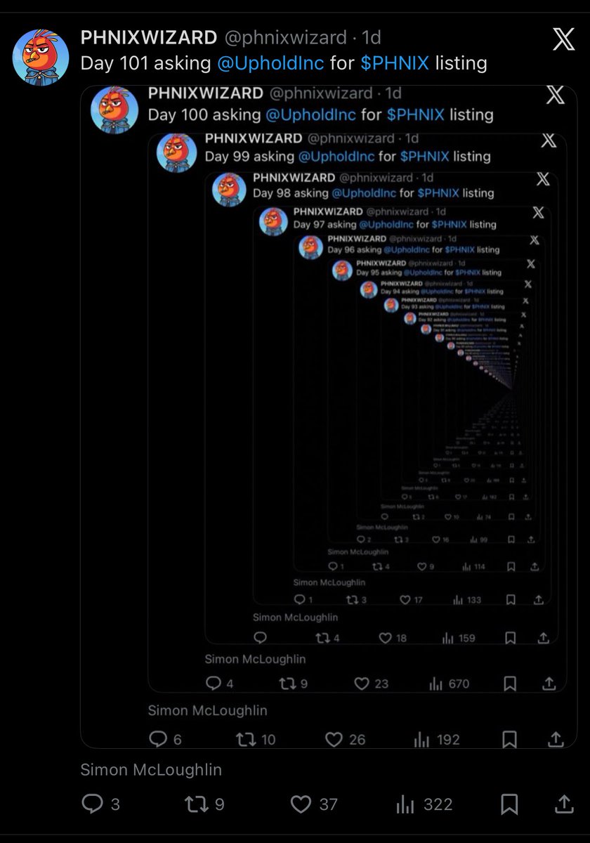 Day 102 asking <a href="/UpholdInc/">Uphold</a> for $PHNIX listing