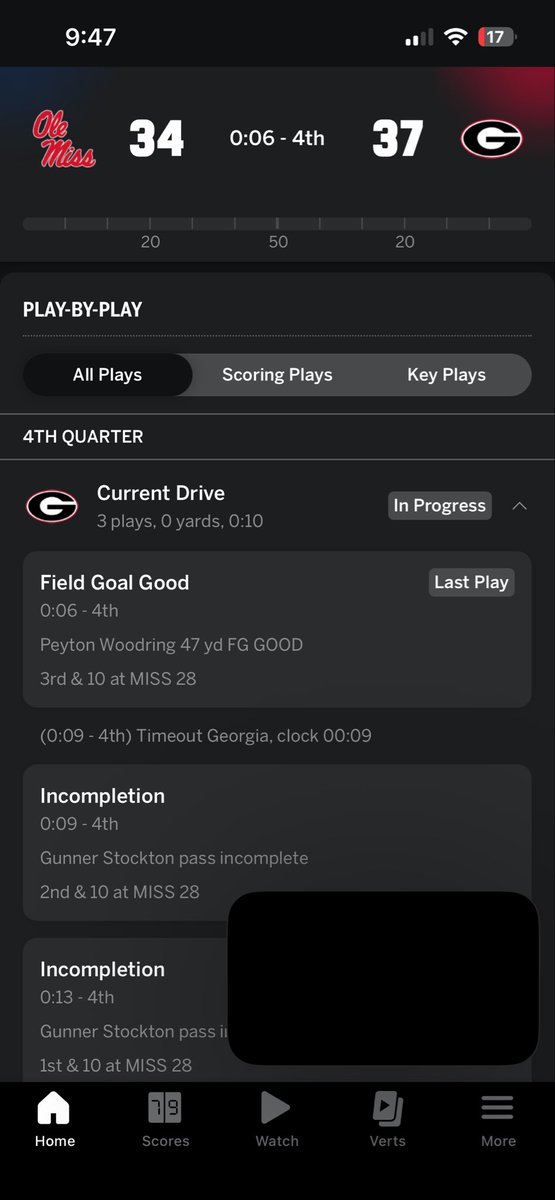 TyGrayArea's tweet photo. If you were trying to keep with the game via @espn gamecast it completely hallucinated an alternate ending https://t.co/qMqDHhHgcH