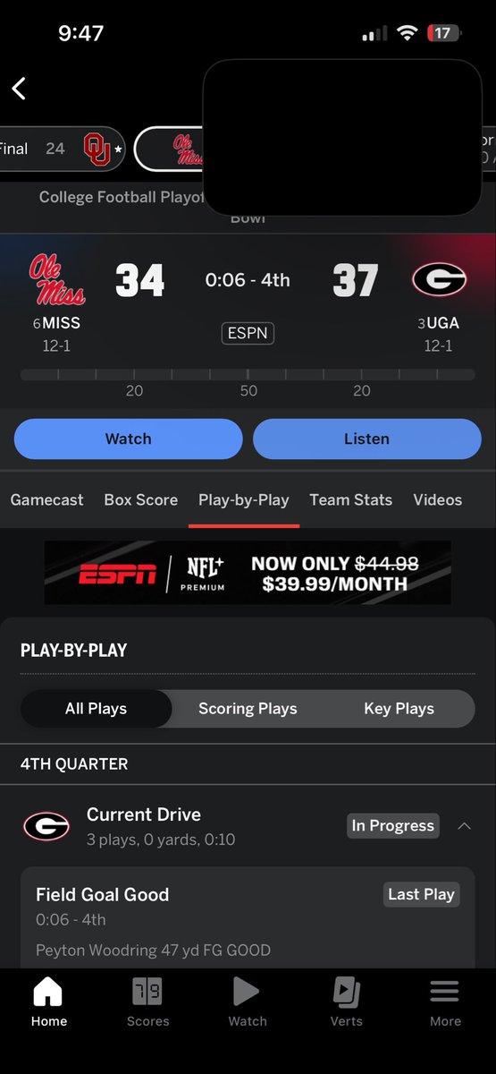 TyGrayArea's tweet photo. If you were trying to keep with the game via @espn gamecast it completely hallucinated an alternate ending https://t.co/qMqDHhHgcH