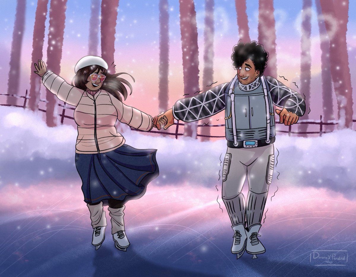 First art piece of 2026 and ofc it's these two sjdkdjdj 

I just really love his lil winter outfit and wanted another excuse to draw it 🥺🩷

#dateeverything #dateeverythinggame #dateeverythinghector #hectorvalentinoairnestocondicionado #ocxcanon