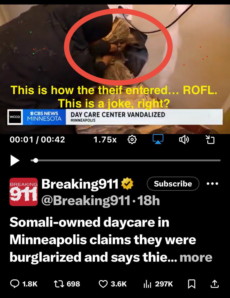 LibTearFactory's tweet image. I have come to a very serious conclusion….

The last place that most of the Somalis daycare owners/fraudsters should be, is around children.

It’s clear, there is something inside these daycares that is causing the rapid loss of brain cells…

Take this story for example……