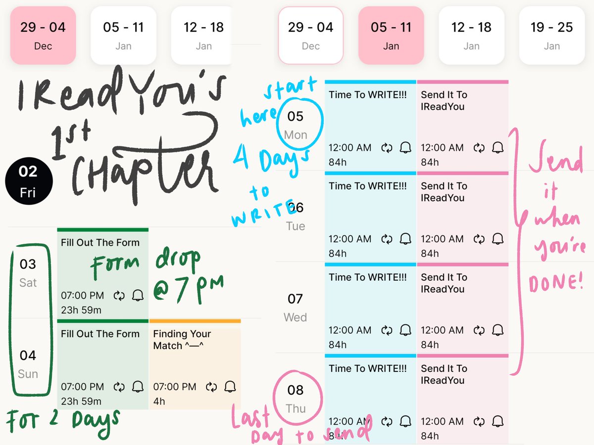 i__read__you's tweet photo. The wait is almost over. Here's the timeline for IReadYou's first chapter: https://t.co/capi4O1cwY