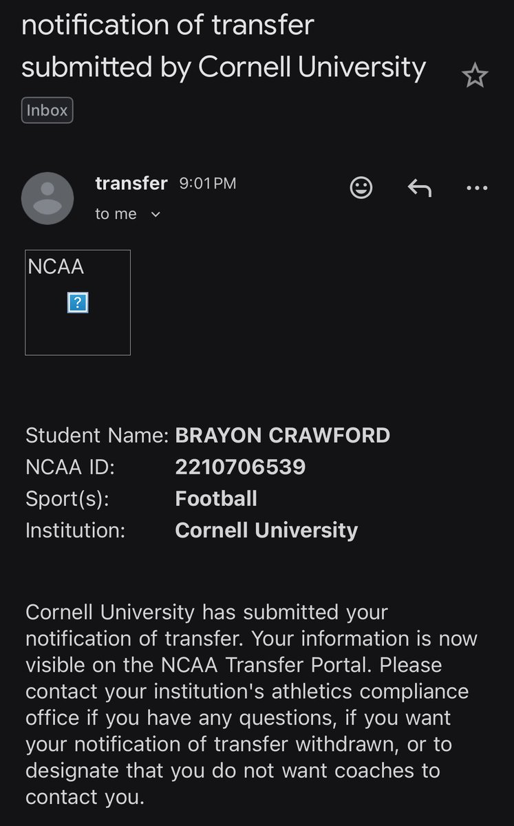 brayoncrawford's tweet photo. Officially in the transfer portal 
Ivy League Spring 2026 Early Graduate
3 years of eligibility 
6’1” 200 lb Nickel/Safety
747-283-7225 📲 https://t.co/4xGBHIcQhN