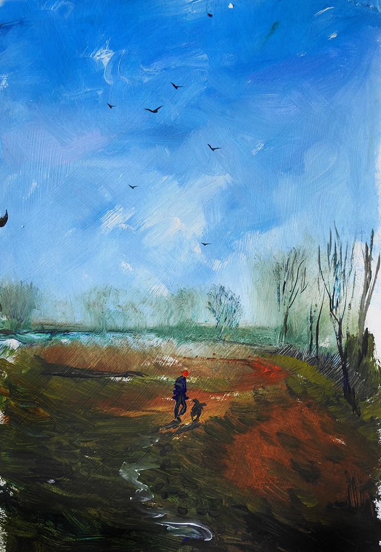 ChrisBilton3's tweet photo. #chillymorning #dogwalking #muddypath #puddles #sunrise #acrylicpainting #pleinairpainting #paintingoutside #directobservation #landscapepainting #southyorkshire #biltonart #opencountry #trees #clouds #allaprima #clarifiedimpressionism #expressiverealism #pleinair https://t.co/UXXBF2jqWD