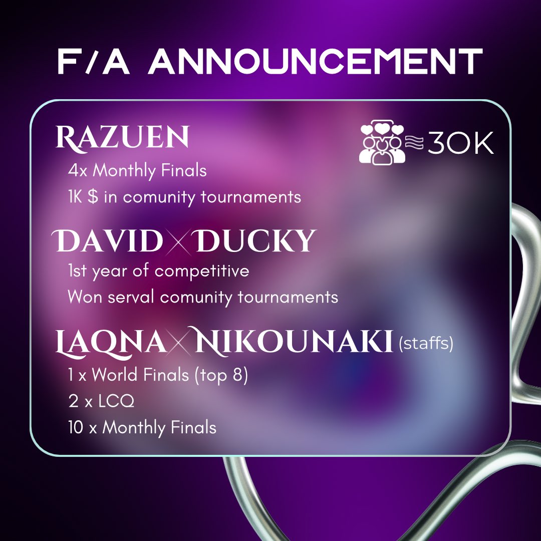 Nikounaki_bs's tweet image. ❗️ROSTER F/A 2026❗️
 We are looking for an organization to represent in 2026 Brawl Stars Esports.  

 Players: 
🇻🇪@David_Bs7 
🇲🇽@razuen 
🇲🇽@ItsyaboiDucky69 

Coach:
🇧🇪@Nikounaki_bs 
🇫🇷@Laqna_ 
for offers please dm me, 
Or 
Discord : nikounaki_

We appreciate your ❤️and♻️