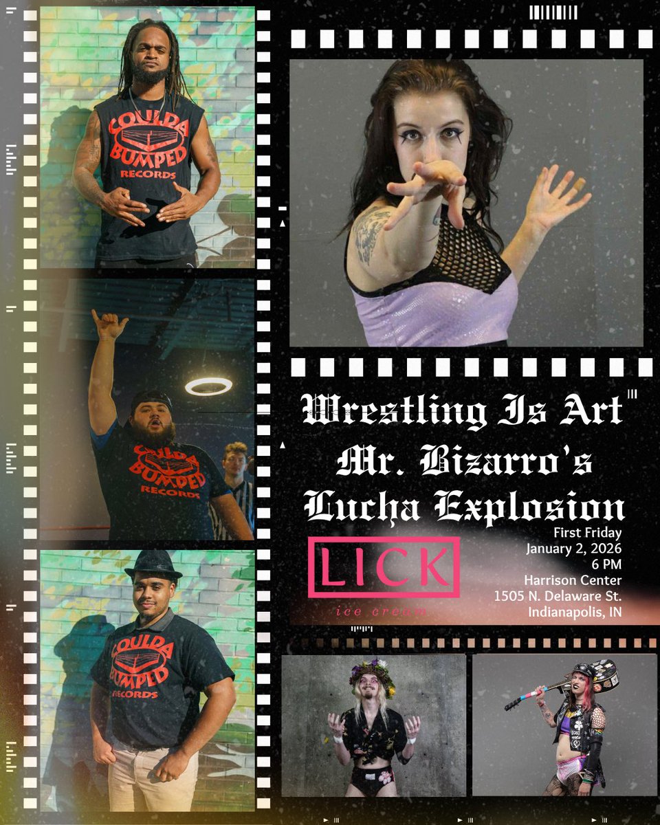FREE LIVE PRO WRESTLING TONIGHT!
Wrestling Is Art
MR BIZARRO’S LUCHA EXPLOSION 
<a href="/HarrisonCtrArts/">Harrison Center</a>
