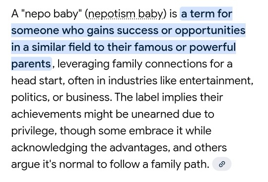 Understand what nepo means first before you talkshit. There are other real nepo babies in cEnt but no one calls them out for it but Esther. Morons 🙄