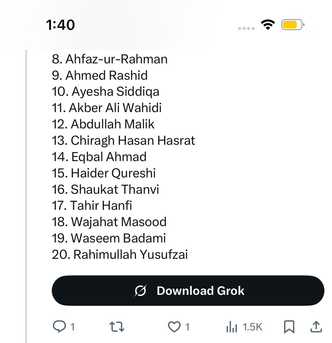 AsadAToor's tweet image. 🚨🚨
Now this is hilarious, @ZahidGishkori tried his level best that @grok may name him among credible journalists of #Pakistan but…