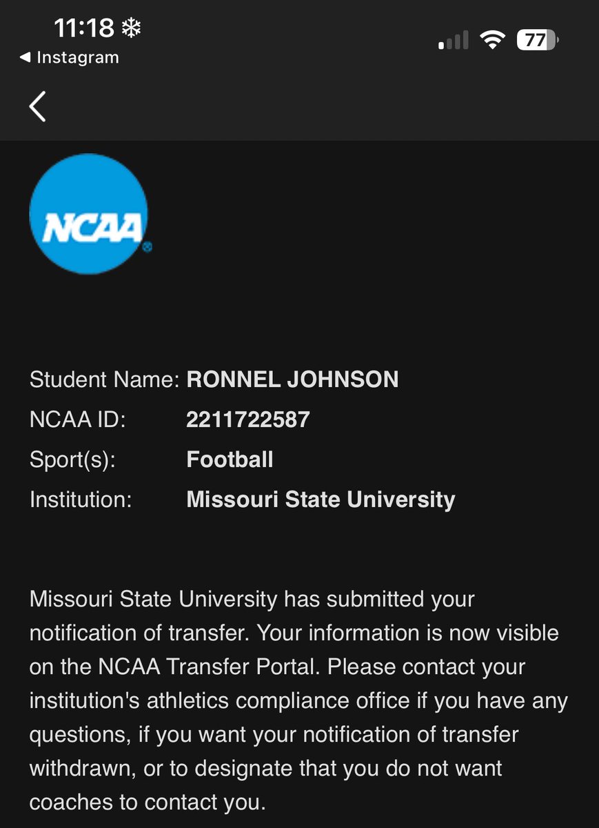 ronneljohnson19's tweet image. ⚠️Officially in the portal!!! ⚠️
CUSA- TRANSFER WR
Ronnel Johnson
2 years of eligibility 
WR/KR/PR
Career Stats-
25 gp
1342 yds (1678 all purpose) 
95 rec
8 tds