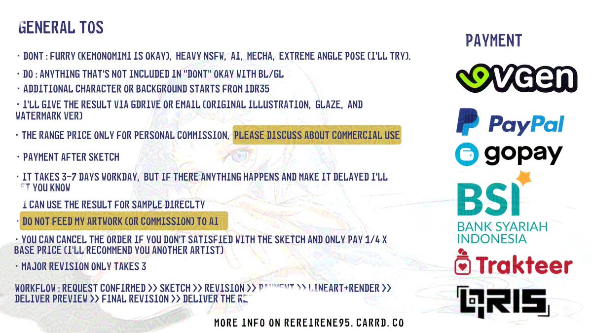 rereirene95's tweet image. [❤️ and 🔁 are appreciated]
✨OPEN COMMISSION✨

Opening commission for local and International, the price below applied for local only. Check my VGen for international citizen!
🐟🐟