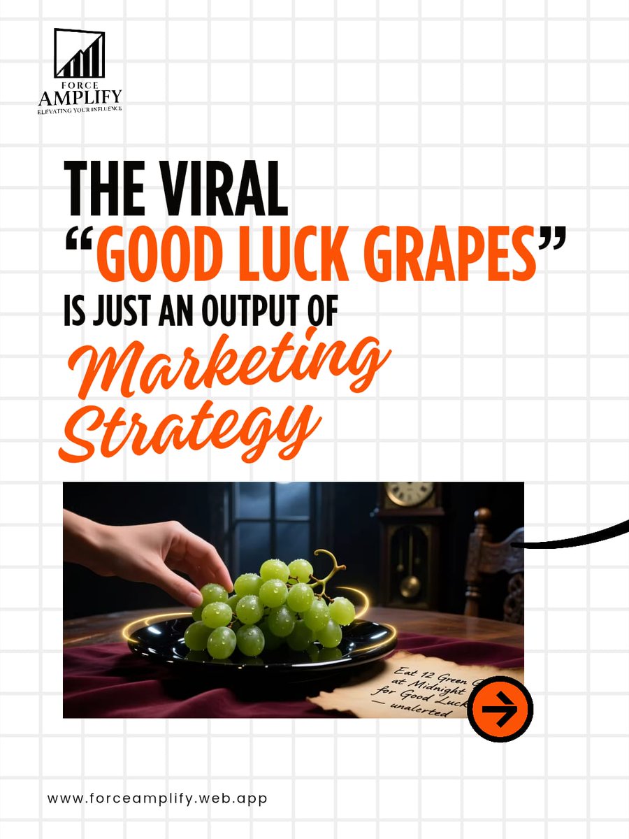 forceamplify's tweet photo. The "Good Luck Grapes" concept proves marketing creates meaning. What started as a Spanish surplus fix became a global ritual.
The lesson? Anything sells when aligned with culture and emotion. Marketing isn’t just products; it’s positioning meaning. 🍇✨ #Marketing #trends https://t.co/biQcjbbg2f