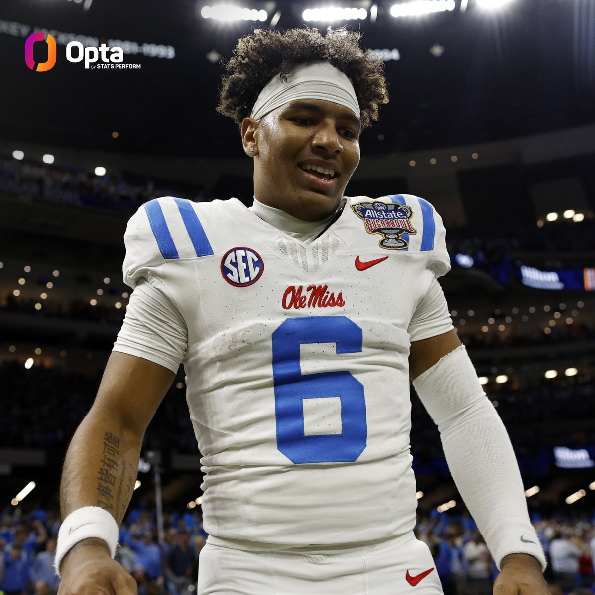 No QB in FBS history has finished a season with:

3500+ passing yards
500+ rushing yards
no more than 5 INT
no more than 15 sacks taken

Trinidad Chambliss is currently doing that for <a href="/OleMissFB/">Ole Miss Football</a> this season.