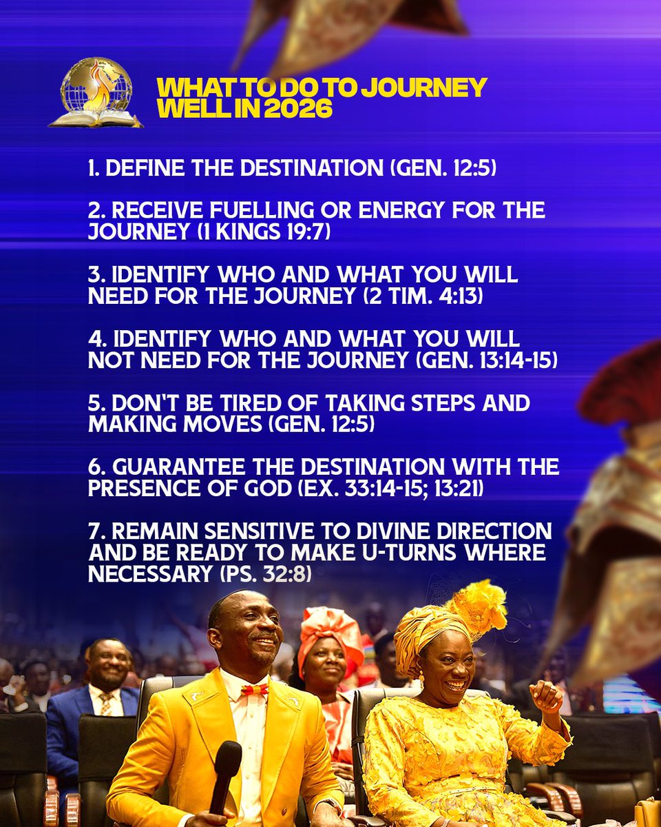 drpaulenenche's tweet image. JOURNEY WELL IN 2026👑🎉 
2026 is not a year to wander; it’s a year to journey with intention.✍️
There are steps to take, loads to carry, loads to drop, and directions to follow.
Grace is available, guidance is guaranteed, and arrival is assured.👏

Take a moment; study the guide…