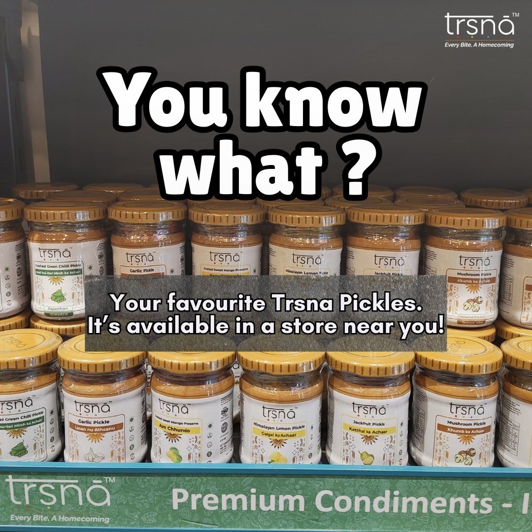TrsnaF's tweet photo. Your favourite Trsna pickles now at stores near you 🌶️✨

#TrsnaFoods #NowAvailable #TasteOfHome https://t.co/uz4LkbavcY
