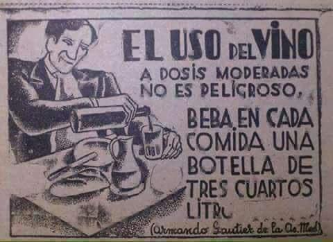 Si ves a alguien que dice que antes se vivía mejor, probablemente sea porque una botella de vino de 3/4 de litro se consideraba "dosis moderada".