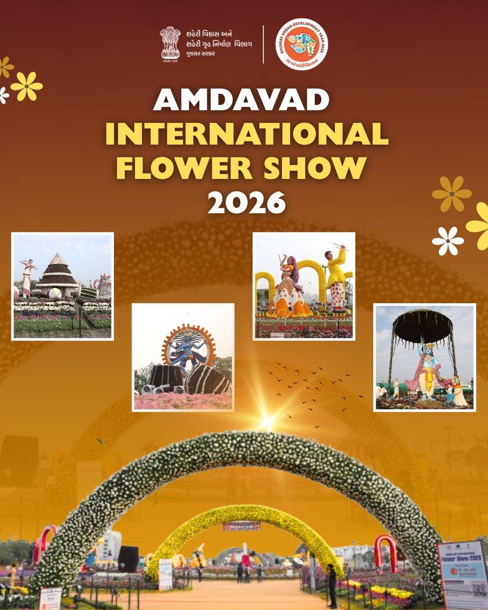 mandvipalika's tweet photo. Celebrating India’s Unity, Culture, and Creativity : Amdavad International Flower Show 2026 

🗓️ 1 January to 22 January 2026

#AIFSS2026
#NatureMeetsCulture https://t.co/tnmrSTsukC