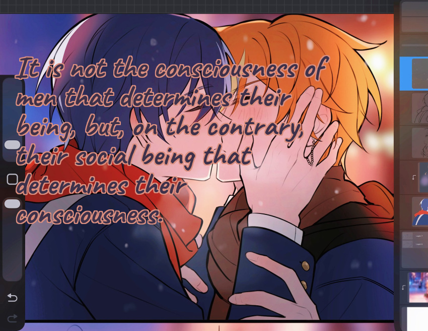 yaoi_communism's tweet photo. It is not the consciousness of men that determines their being, but, on the contrary, their social being that determines their consciousness. (https://t.co/V1KgPqO10y) https://t.co/RG5A4YQ3fD